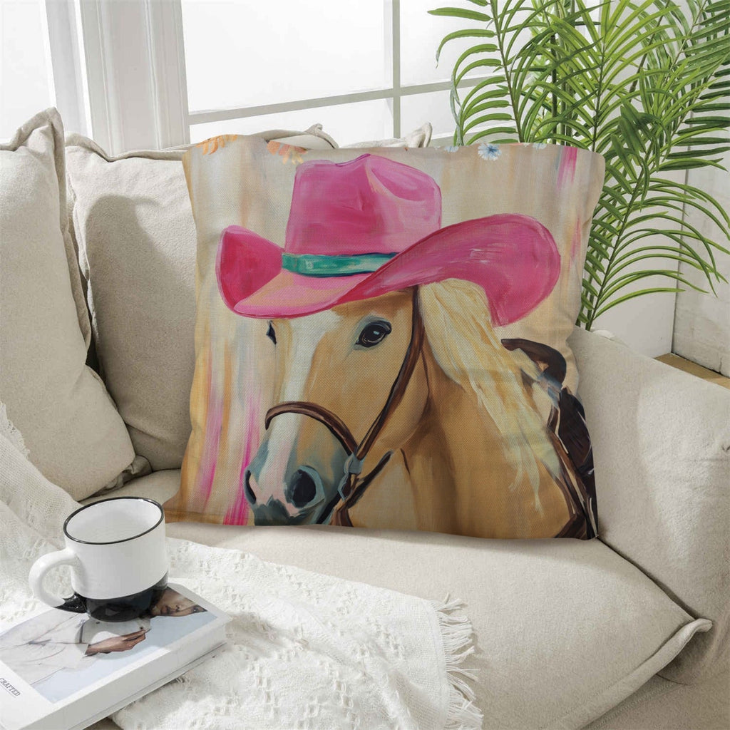 Pink Cowgirl Horse Pillow Case Baha Ranch Western Wear