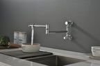 Wall mounted Pot Filler Faucet, Modern Brass Pot Filler Two-Attachment Wall Mount Folding Kitchen Pot Filler Swing Arm