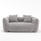 Cozy Beanbag Chair with High Resilience Foam Core for Two - Grey Chenille, 66x35x25 inches