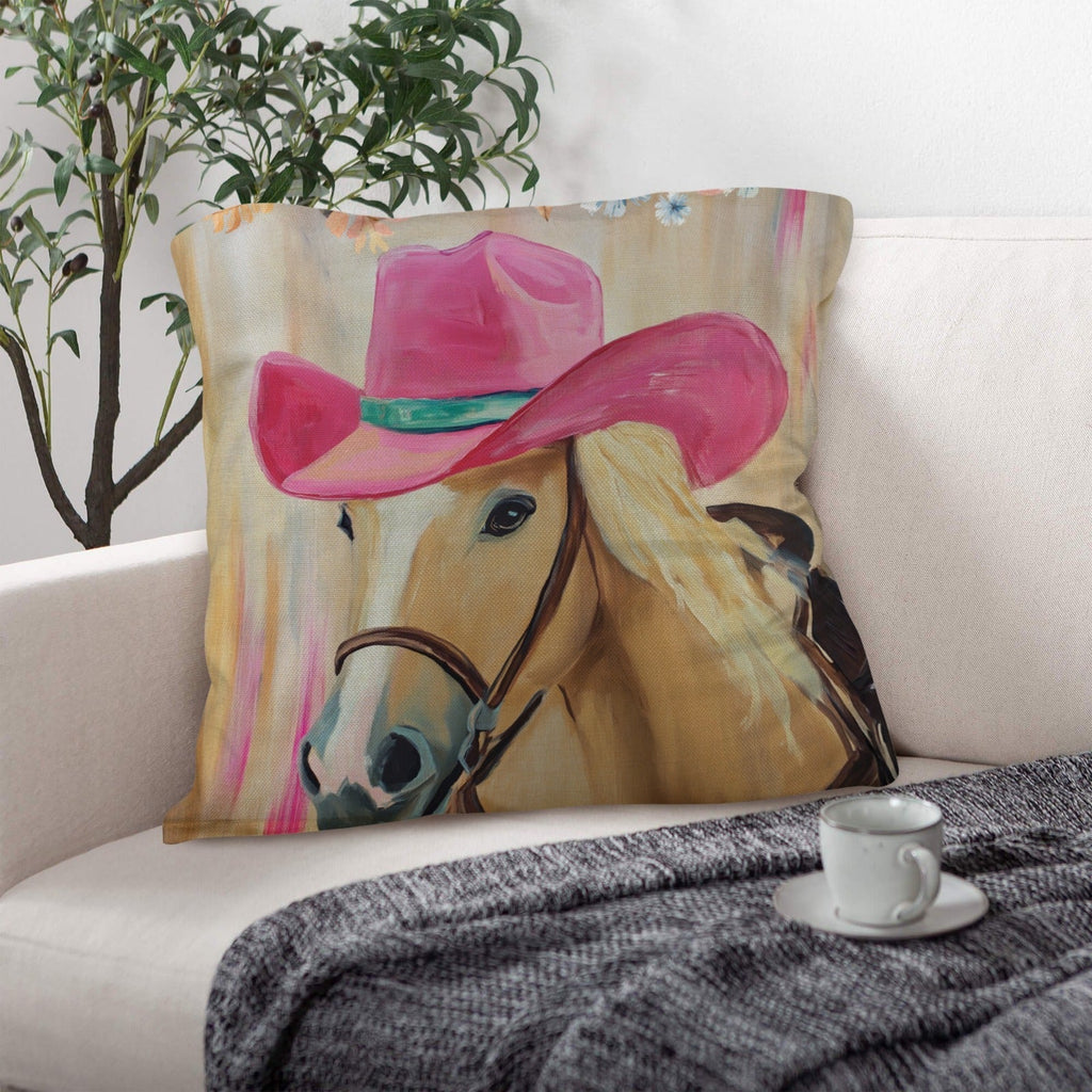 Pink Cowgirl Horse Pillow Case Baha Ranch Western Wear