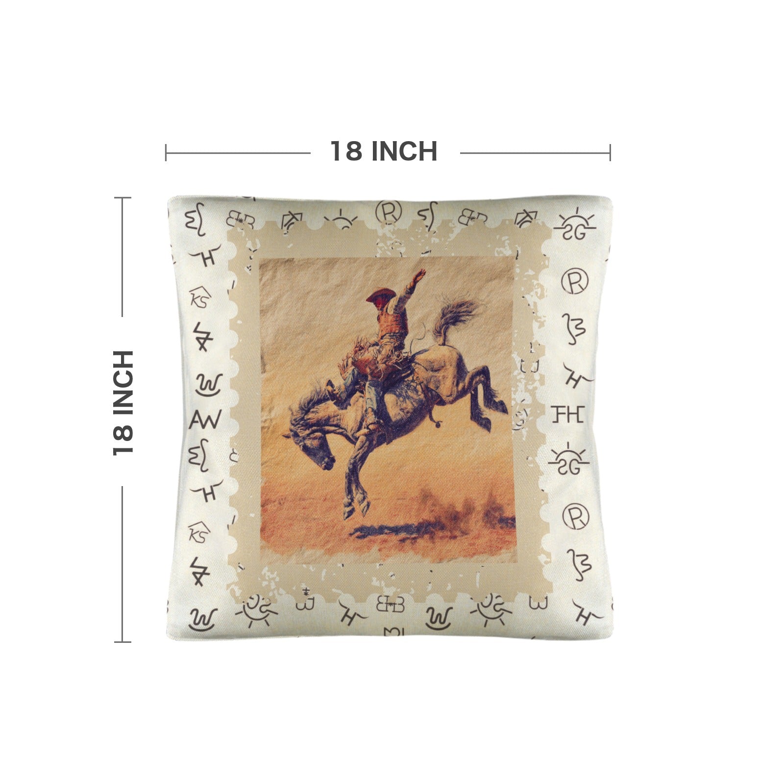 Baha Ranch Vintage Rodeo Stamp Throw Pillow Made in America Baha Ranch Western Wear