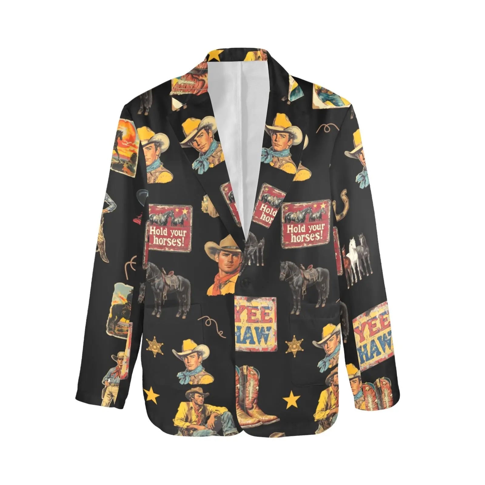 Baha Ranch Vintage Cowboy Collage Western Women's Blazer Baha Ranch Western Wear