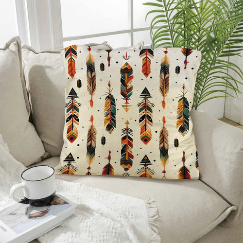 Aztec Feathers Pillow Case Made in America Baha Ranch Western Wear