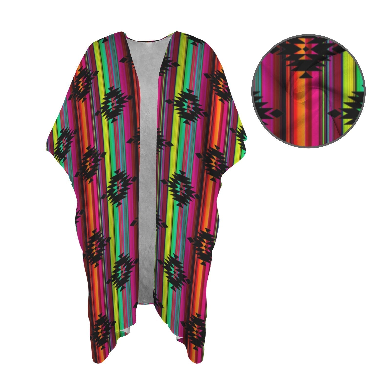 Baha Ranch Neon Aztec Duster Kimono Coverup Women's Long Cover Up Baha Ranch Western Wear