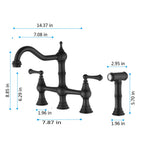 Bridge Dual Handles Kitchen Faucet With Pull-Out Side Spray in