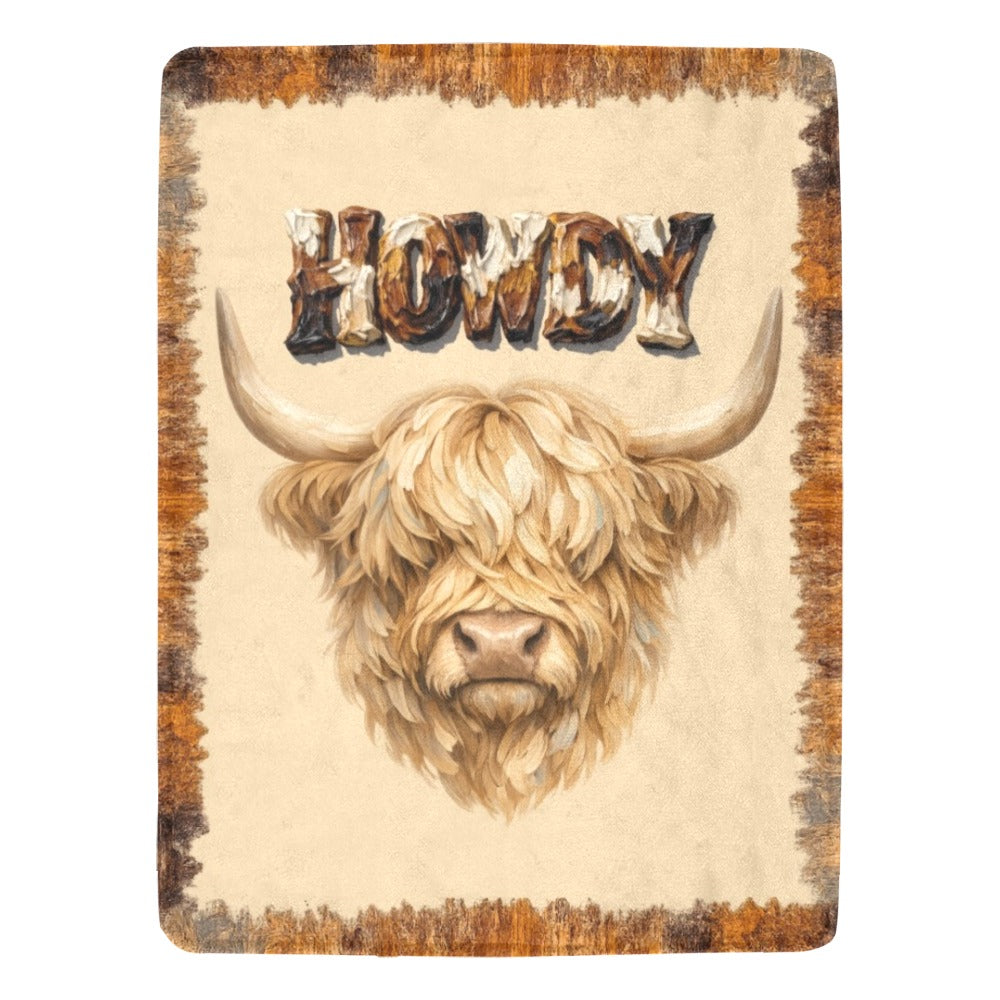 Baha Ranch Howdy Highland Throw Blanket 60" x 80" Made in America Baha Ranch Western Wear