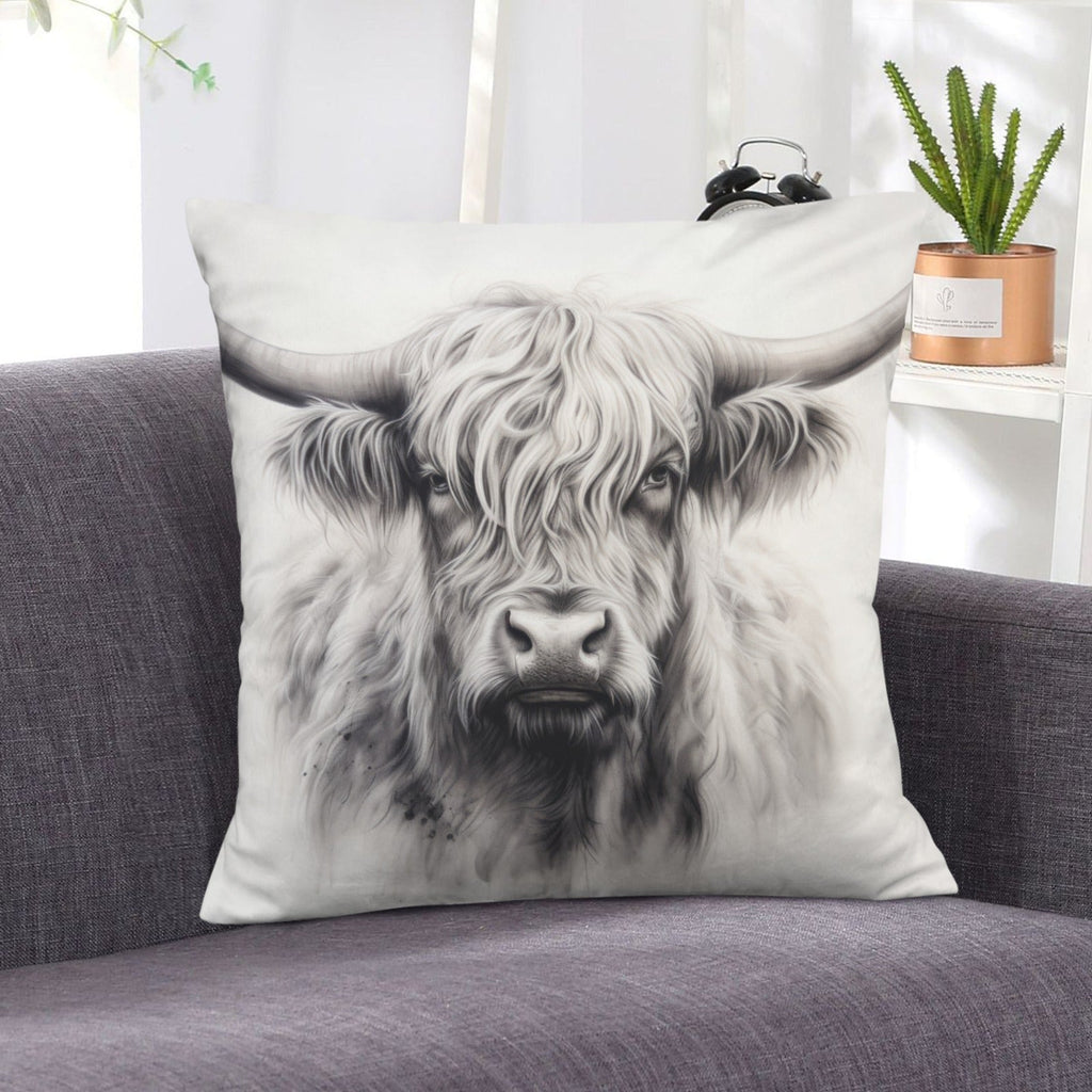 Baha Ranch Black White Highland Velvety Soft Pillow Cover Made in America Baha Ranch Western Wear