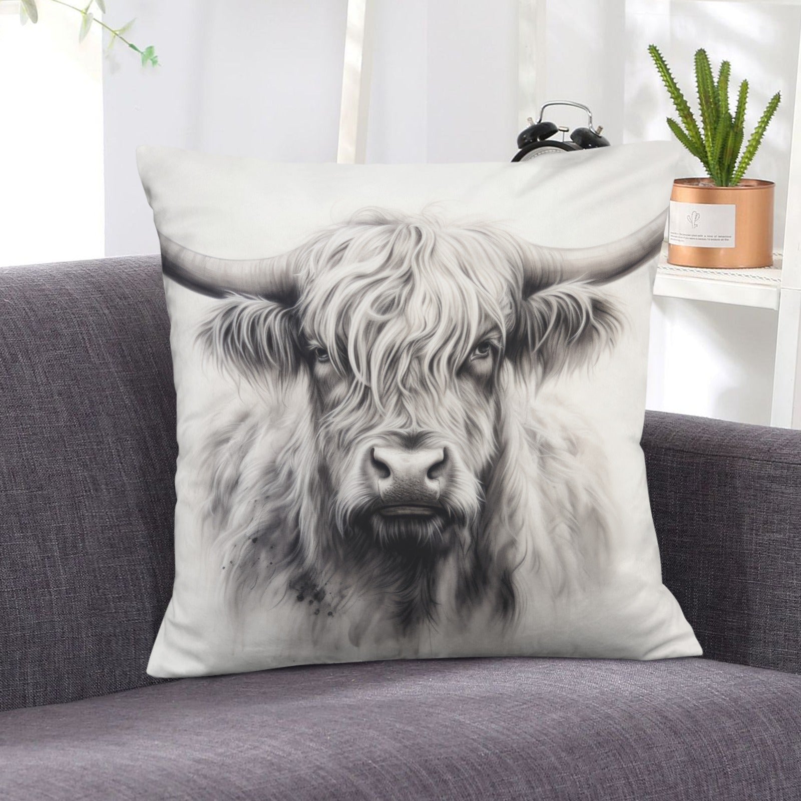 Baha Ranch Black White Highland Velvety Soft Pillow Cover Made in America Baha Ranch Western Wear