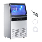 Commercial Ice Maker Machine, 130Lbs/24H with 33Lbs Storage, 45 Cubes per Cycle, Stainless Steel Freestanding & Under Counter Ice Maker with LED Display & Self-Cleaning, for Home Bar Restaurant