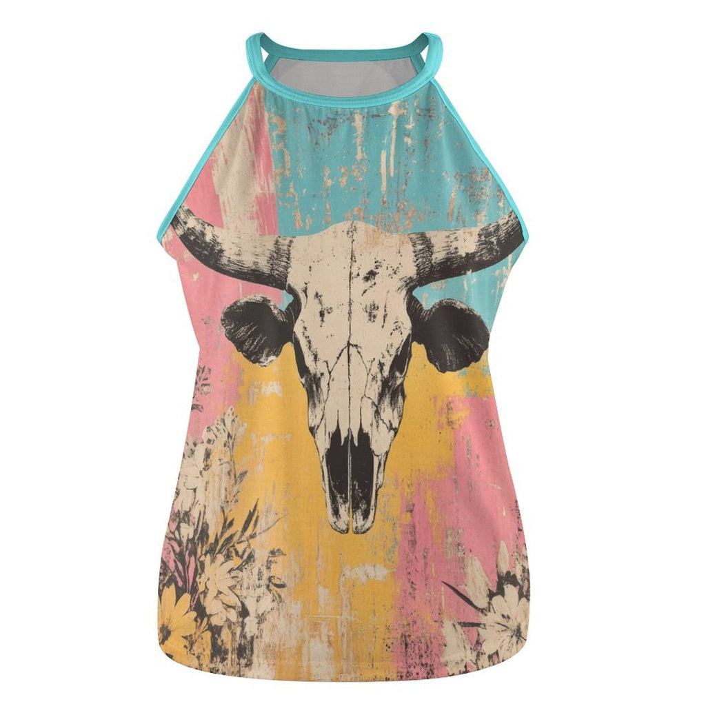 Baha Ranch Bull Skull Retro Pop Western Tank Top Baha Ranch Western Wear