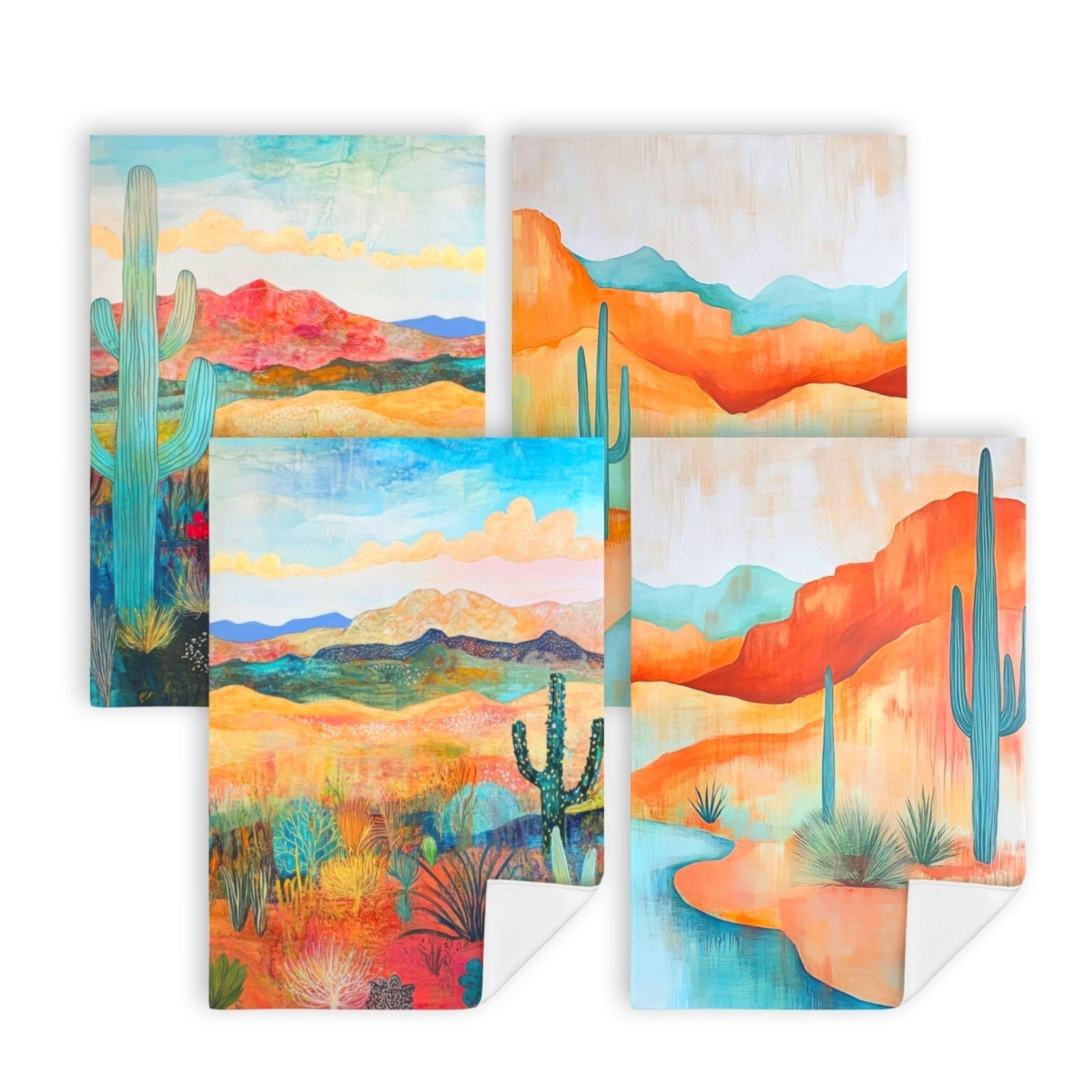 Desert Dreaming Set of 4 Kitchen Dish Towels Made in America Baha Ranch Western Wear