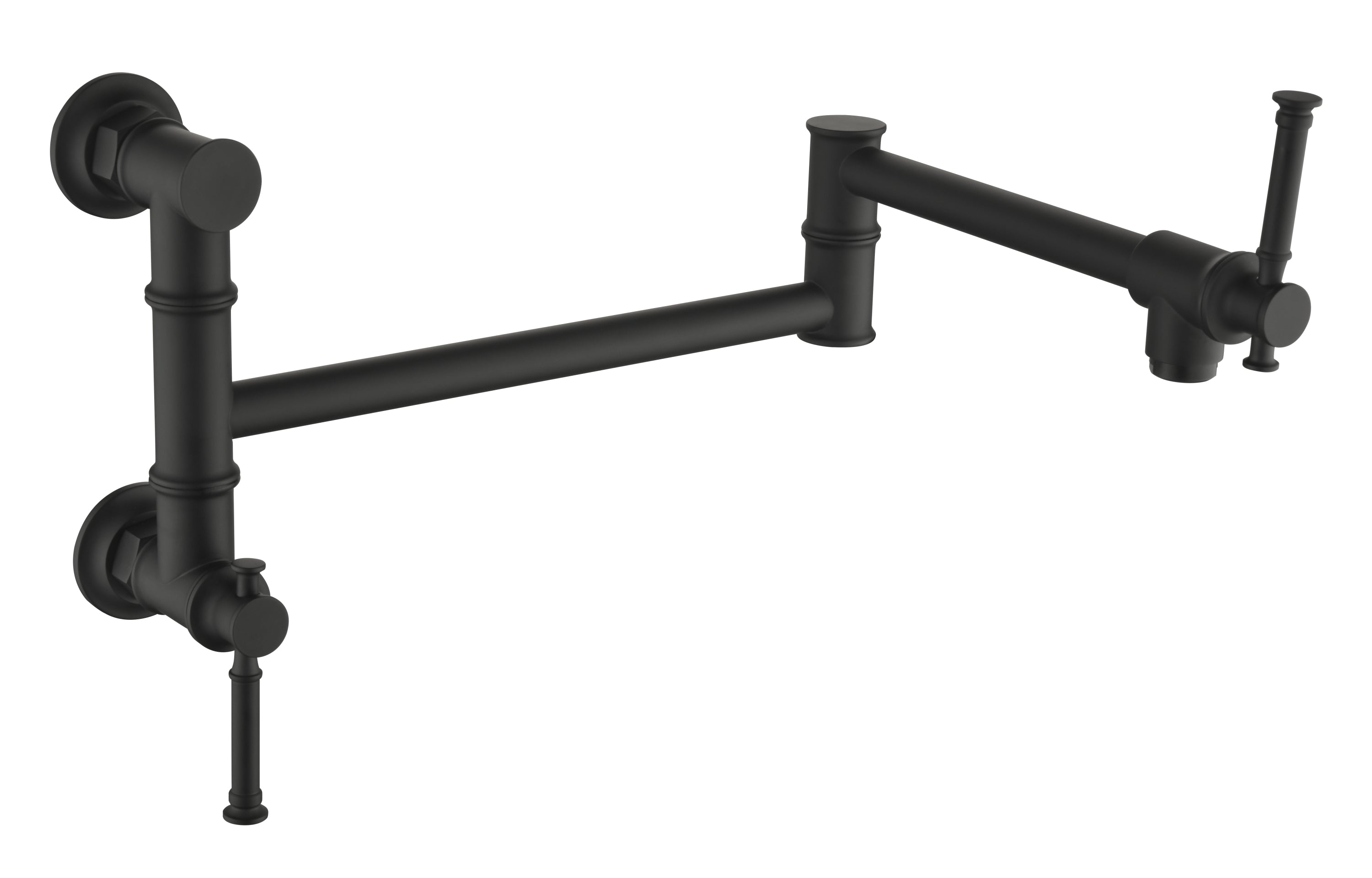 Wall mounted Pot Filler Faucet, Modern Brass Pot Filler Two-Attachment Wall Mount Folding Kitchen Pot Filler Swing Arm