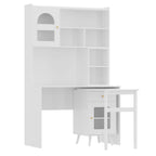 Computer Desk with 90 Degree Rotating Desktop, 43x70 Inch Office Desk with Storage Drawer and Cabinets, Gaming Desk with Shelves, Writing Desk for Study, Work Desk for Home (Old SKU:N733P279101K)