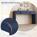 TREXM Modern Console Table with 2 Storage Drawers, Fluted Entryway Table with Rounded Silhouette for Hallway Living Room and Entryway (Navy Blue)