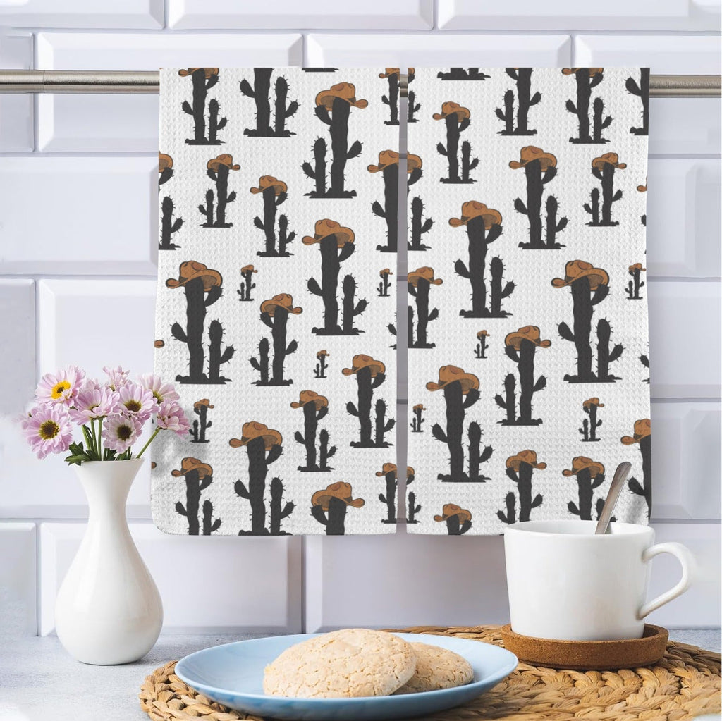 Cowboy Cactus Set of 2 Kitchen Dish Towels Made in America Baha Ranch Western Wear