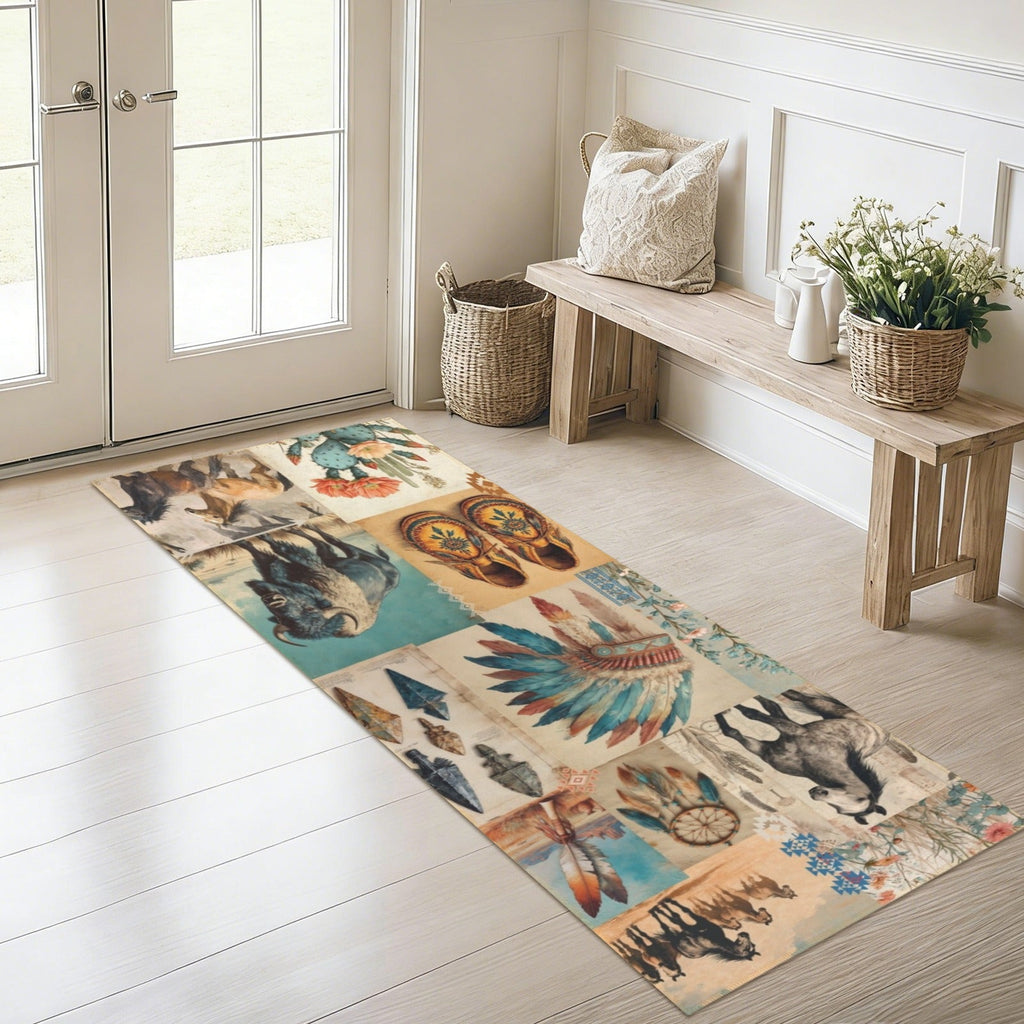 Baha Ranch Bohemian Southwest Floor Rug Runner Indoor 60" x 22" Made in America Baha Ranch Western Wear