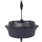 pre-Seasoned Cast Iron Dutch Oven With Skillet Lid, Outdoor Camping Deep Pot for Camping Fireplace Cooking BBQ Baking Campfire, Leg Base, 4.5 Quart