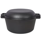 3 in 1 Pre-Seasoned Cast Iron Dutch Oven, Outdoor Camping Deep Pot, 5 Quart. Cover As A Skillet with Ribbed Bottom Design. With 1PC Iron Pot Rack, 1PC Lid Lifter.