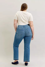 Judy Blue Full Size Mid Rise Slim Bootcut Tummy Control Release Hem Jeans Plus Size