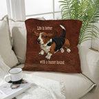 Baha Ranch Basset Hound Life is Better Throw Pillow Case Made in America Baha Ranch Western Wear