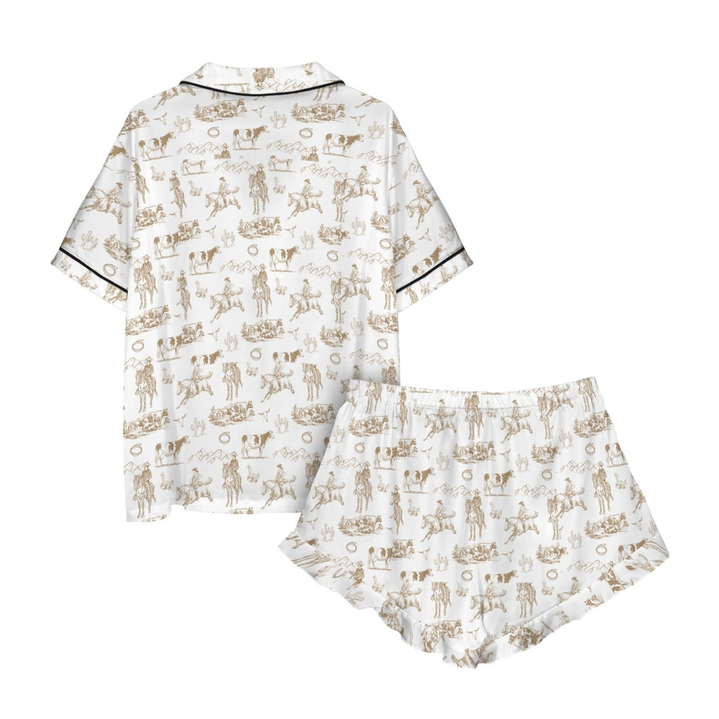 Baha Ranch Ranch Life Western Satin Western Pajama Set Baha Ranch Western Wear
