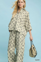 Umgee Printed Button Down Shirt