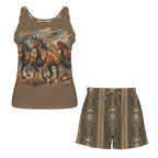 Baha Ranch Running Wild Pajama Lounge Tank Shorts Set Made in America Baha Ranch Western Wear