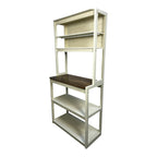 31.50' White and Rustic Brown color 5-Tier Bakers Rack for Kitchen with Storage, Coffee Bar, Kitchen Shelves,  Microwave Stand