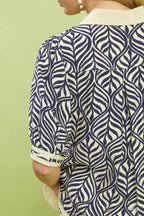 Umgee Geometric Leaf Print Popover Top