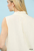 Umgee Sleeveless Textured Split Neck Top