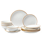 12 PCS Dinnerware Set Ceramic Plates and Bowls Sets Service for 4 White