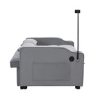 Modern Velvet Loveseat Futon Sofa Couch with Pullout Bed, Adjustable Backrest, Toss Pillows, Light Gray