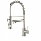 Kitchen Faucet with Pull Down Sprayer, Touch On Single Handle 2- Function Stainless Steel Spring Neck, Single Hole Installation for Residential, Commercial, RV, Bar & More, Brushed Nickel