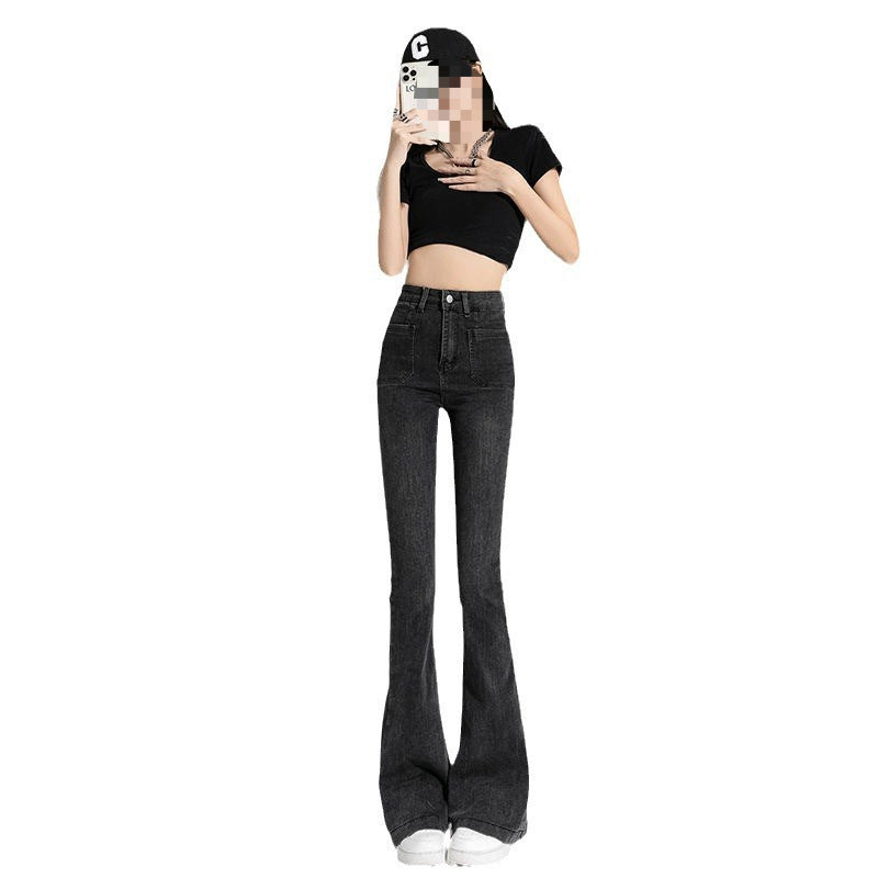Spring And Autumn Hot Girl Slightly Flared Jeans Women