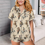 Baha Ranch Vintage Cowgirl Satin Ruffle Western Pajama Set Baha Ranch Western Wear