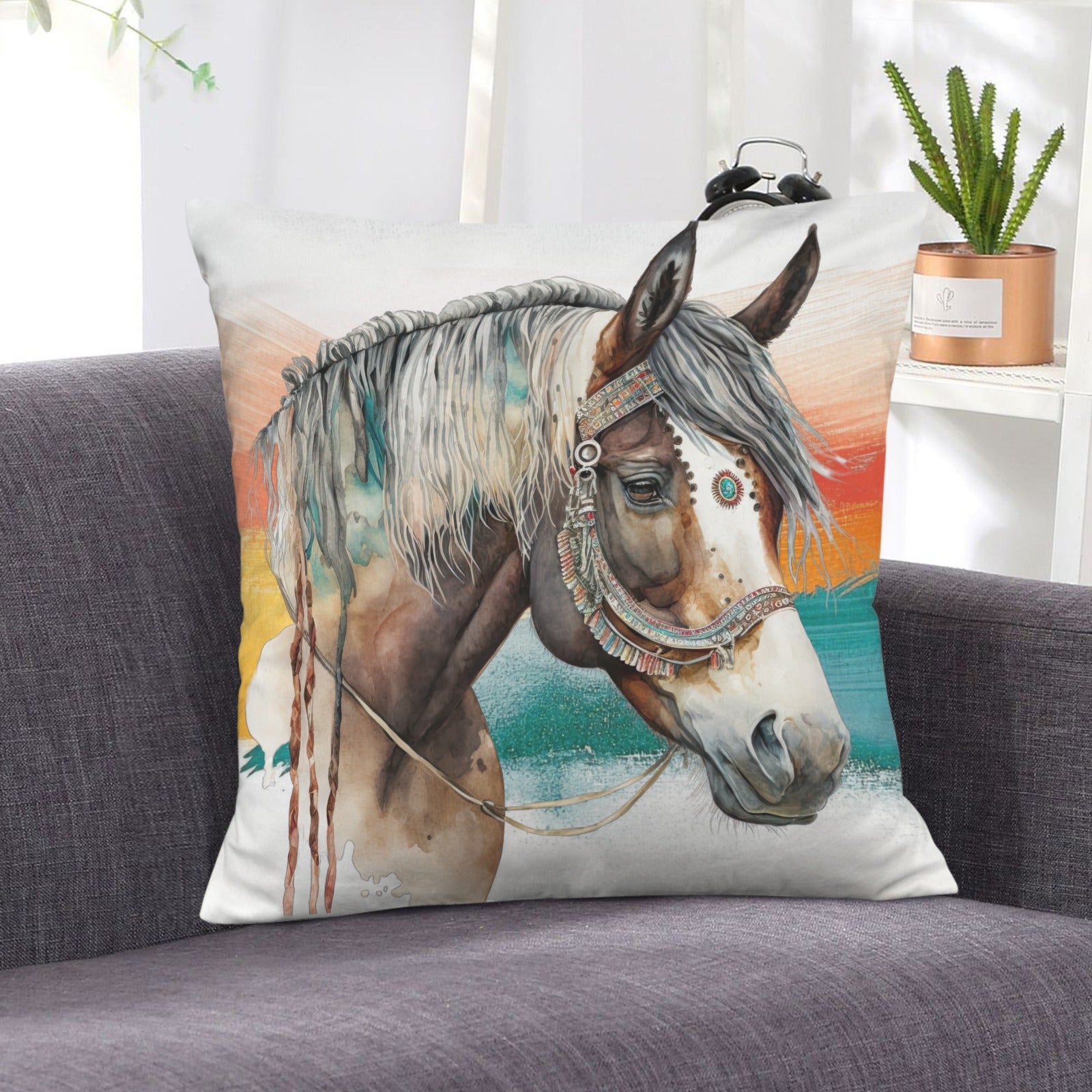 Baha Ranch War Pony Horse Velvety Soft Pillow Cover Made in America Baha Ranch Western Wear