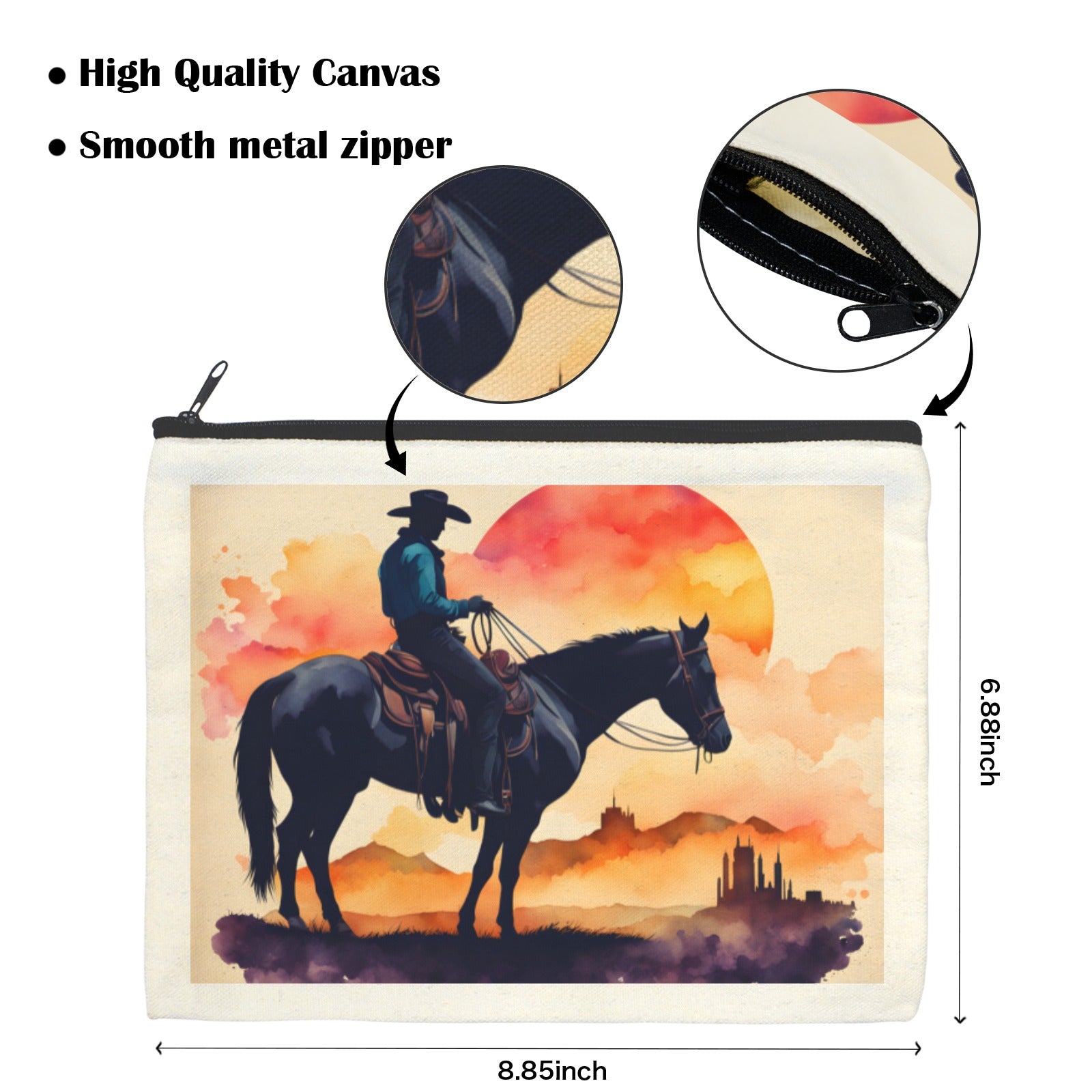 Water Color Cowboy Cosmetic Bag Pack of 5 Made in America Baha Ranch Western Wear