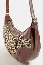 Fame Leopard Print Half Moon Shoulder Bag