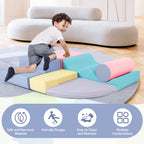 Soft Climb and Crawl Foam Playset 6 in 1, Soft Play Equipment Climb and Crawl Playground for Kids,Kids Crawling and Climbing Indoor Active Play Structure