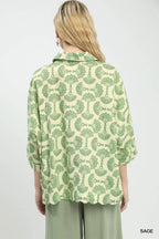 Umgee Printed Button Down Shirt