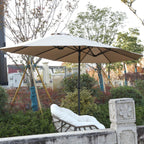 14.8 Ft Double Sided Outdoor Umbrella Rectangular Large with Crank ( khaki )(No Base)
