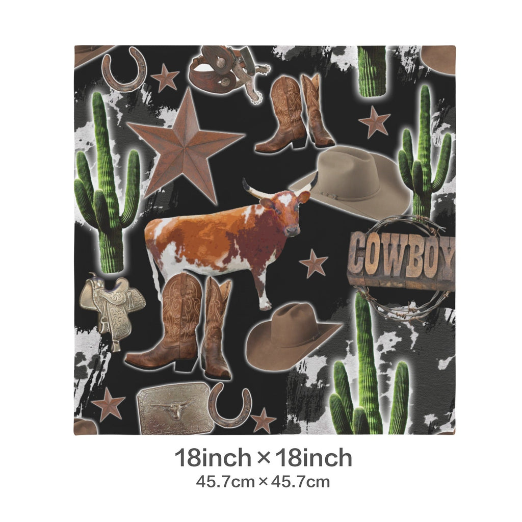 Baha Ranch Cowboy Collage Velvety Soft Throw Pillow Case Made in America Baha Ranch Western Wear