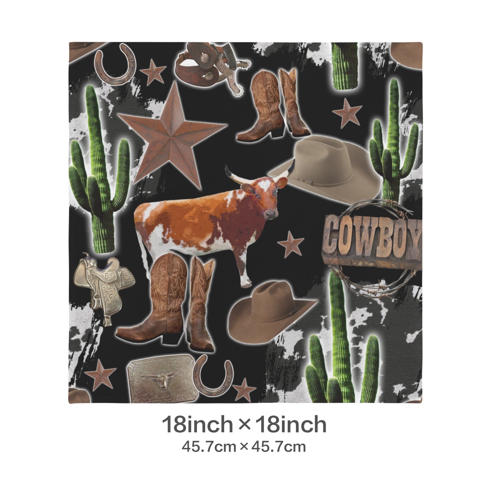 Baha Ranch Cowboy Collage Velvety Soft Throw Pillow Case Made in America Baha Ranch Western Wear
