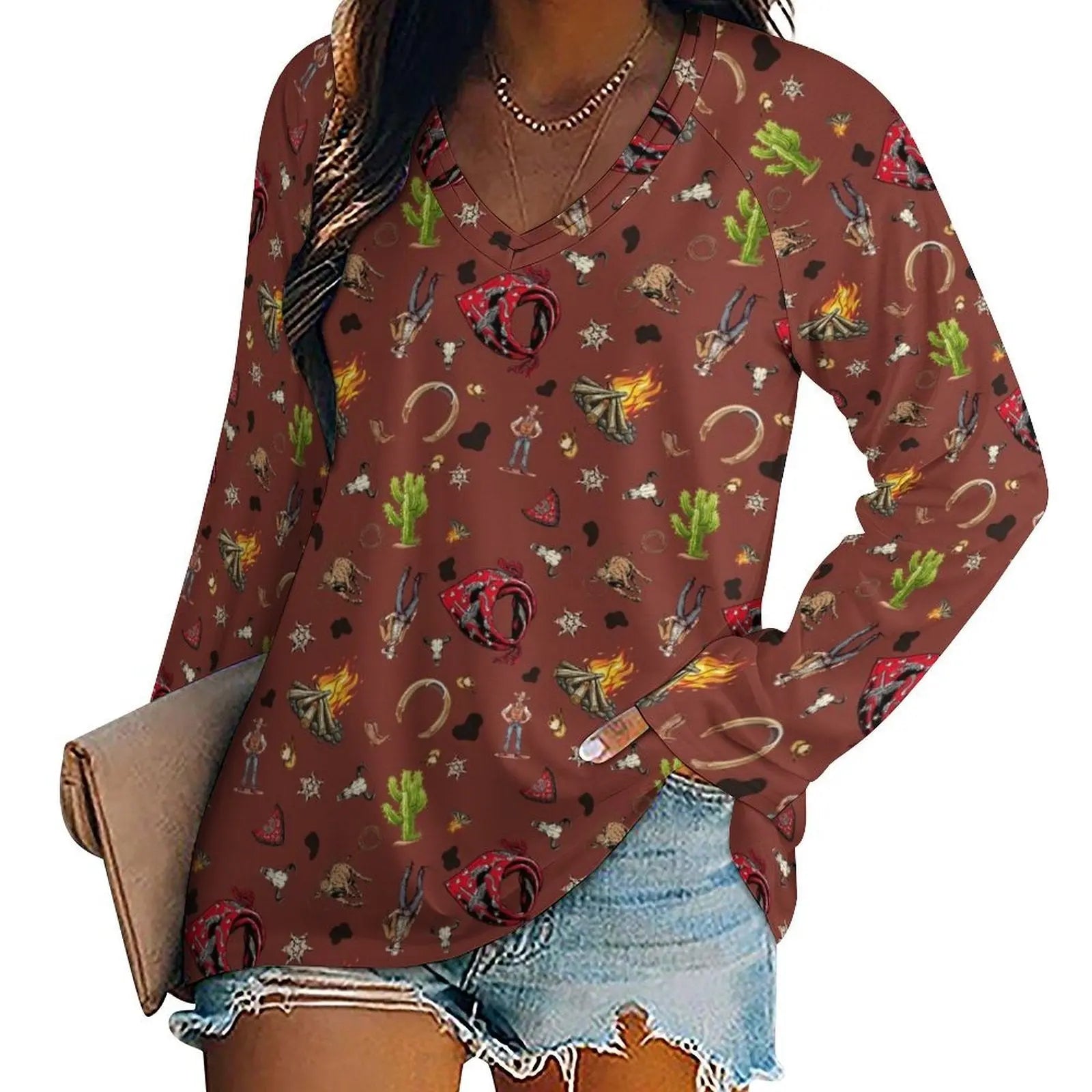 Baha Ranch Western Print Long Sleeve Top Baha Ranch Western Wear