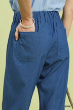Umgee Denim Wide Leg Crop Pants with Front Pockets