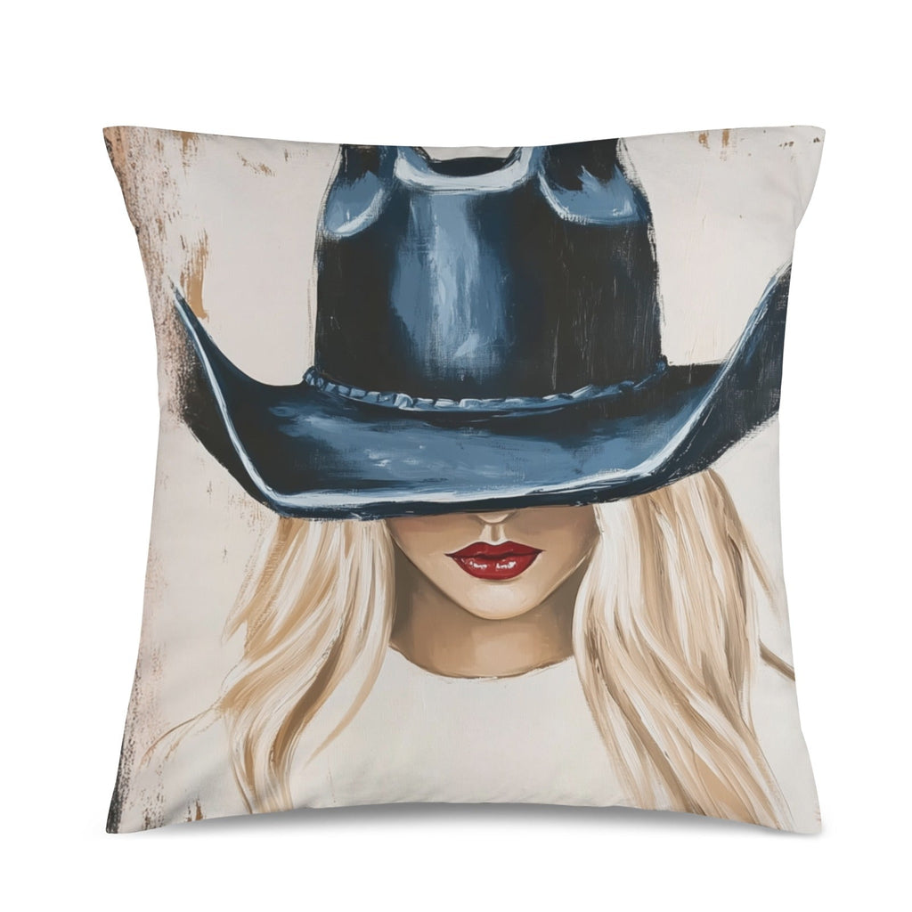 Baha Ranch Cowgirl Blonde Velvety Soft Throw Pillow Case Made in America Baha Ranch Western Wear