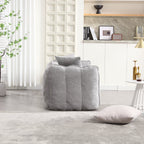 Cozy Beanbag Chair with High Resilience Foam Core for Two - Grey Chenille, 66x35x25 inches