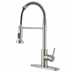Kitchen Faucet with Pull Down Sprayer Industrial 1 Handle 1 Hole Or 3 Hole Faucet for Farmhouse Camper Laundry Utility Rv Wet Bar Sinks, Stainless Steel, Brushed Nickel