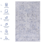 NAAR MAVAL Blue Washable Rug 5x8 Area Rug (Blue+Cream, 5' x 8')