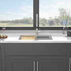 Quartz Kitchen Sink - 28' x 19' White Granite Composite Workstation Undermount Kitchen Sink